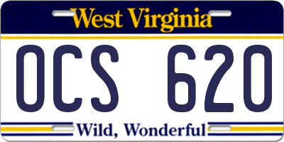 WV license plate OCS620