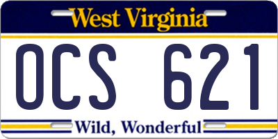 WV license plate OCS621