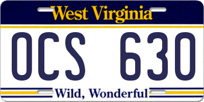 WV license plate OCS630