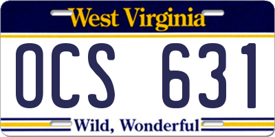 WV license plate OCS631