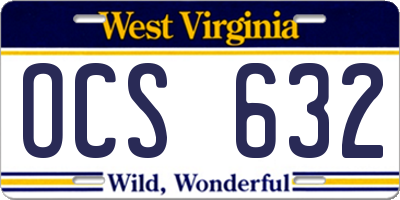 WV license plate OCS632
