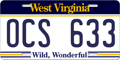 WV license plate OCS633