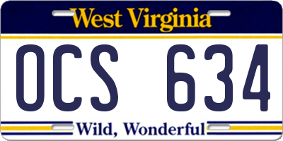 WV license plate OCS634