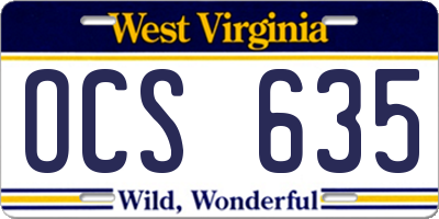 WV license plate OCS635
