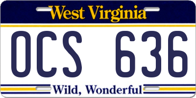 WV license plate OCS636