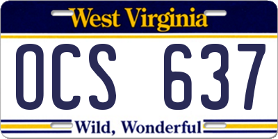 WV license plate OCS637