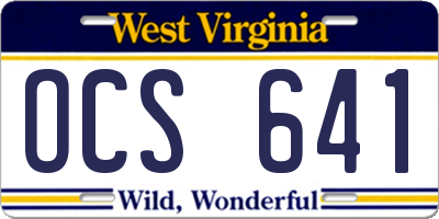 WV license plate OCS641