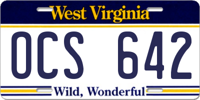 WV license plate OCS642
