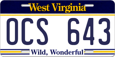 WV license plate OCS643