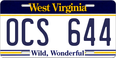 WV license plate OCS644