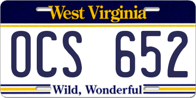 WV license plate OCS652