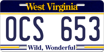 WV license plate OCS653
