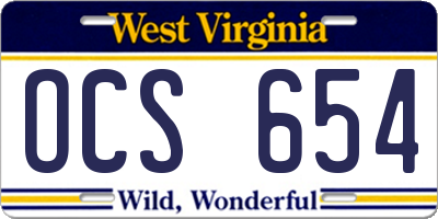 WV license plate OCS654