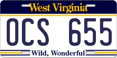 WV license plate OCS655