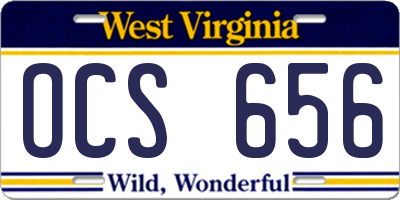 WV license plate OCS656