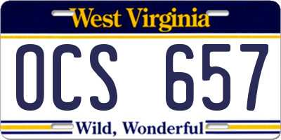 WV license plate OCS657