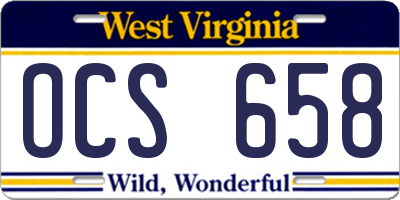 WV license plate OCS658