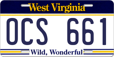 WV license plate OCS661