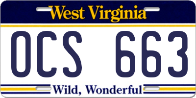WV license plate OCS663
