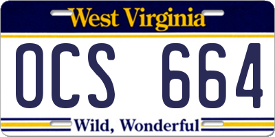 WV license plate OCS664
