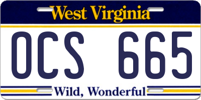 WV license plate OCS665