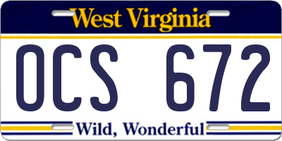 WV license plate OCS672
