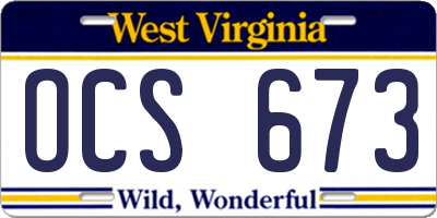 WV license plate OCS673