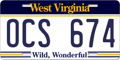 WV license plate OCS674