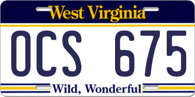 WV license plate OCS675