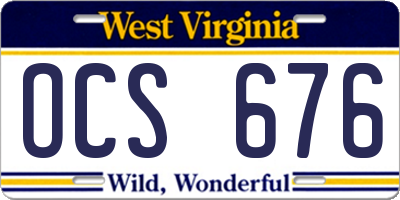 WV license plate OCS676