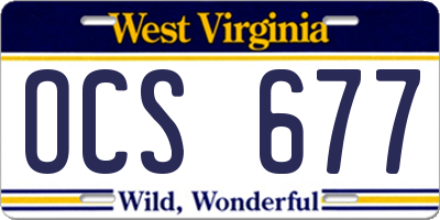 WV license plate OCS677