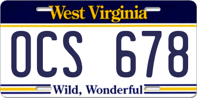 WV license plate OCS678