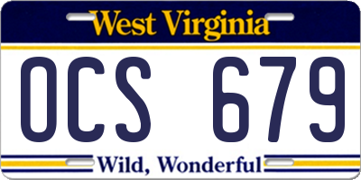 WV license plate OCS679