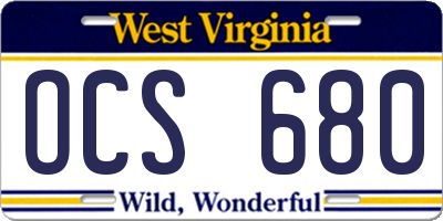 WV license plate OCS680