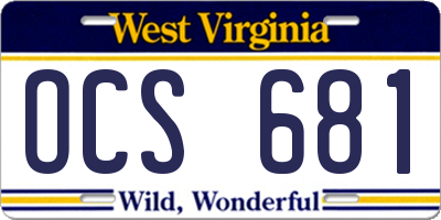 WV license plate OCS681