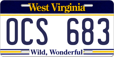 WV license plate OCS683