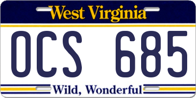 WV license plate OCS685