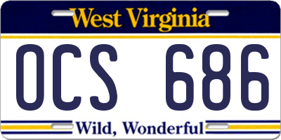 WV license plate OCS686
