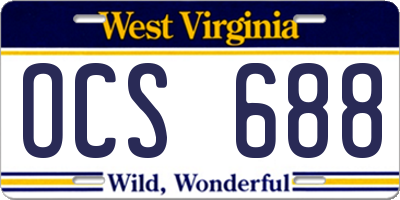 WV license plate OCS688