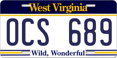WV license plate OCS689