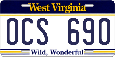 WV license plate OCS690