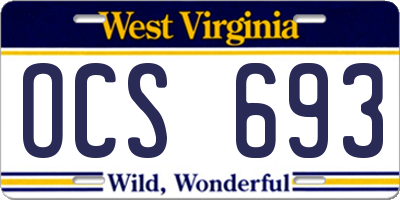 WV license plate OCS693