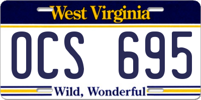 WV license plate OCS695