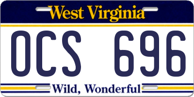 WV license plate OCS696