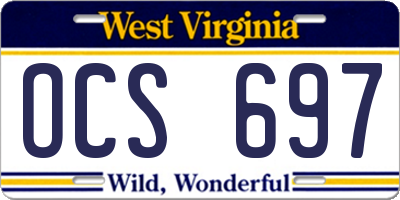 WV license plate OCS697