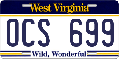 WV license plate OCS699