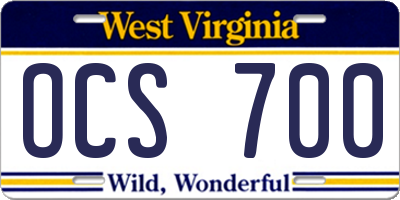 WV license plate OCS700