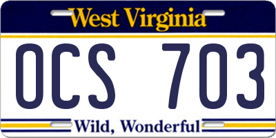 WV license plate OCS703