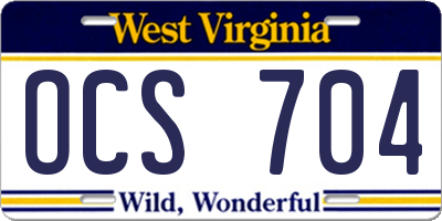 WV license plate OCS704