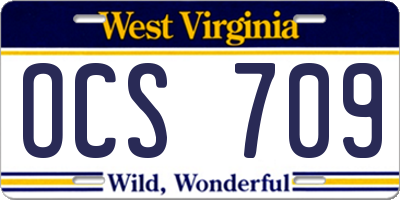 WV license plate OCS709
